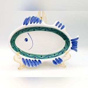 Caleca Hand Painted Fish Dish Serving Plate Made In Italy, original price tag